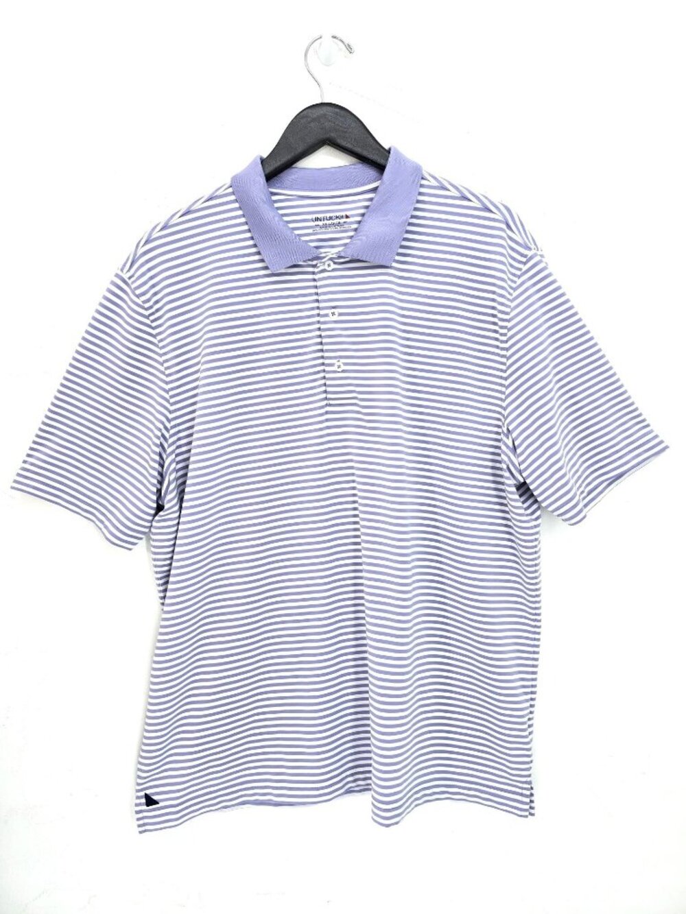 UNtuckit Periwinkle Blue White Pinstriped Golf Polo Shirt Men Size XXL - Picture 1 of 6